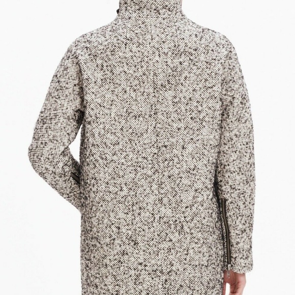 *NWT MADEWELL City Grid Tweed black * white * leather trim MOTO Coat! - Picture 4 of 6